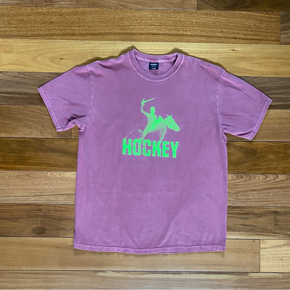 HOCKEY Pink Graphic Tee with Neon Green Logo